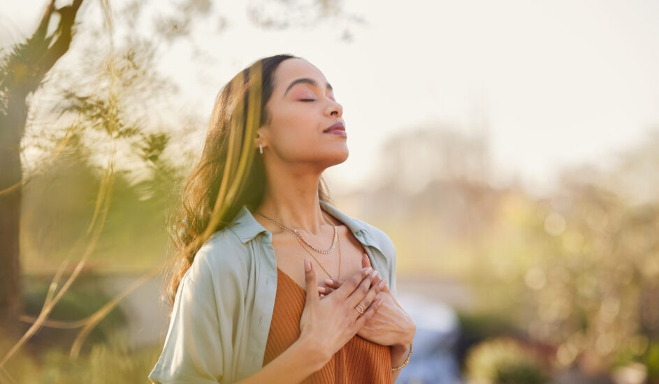 young woman practicing mindfulness