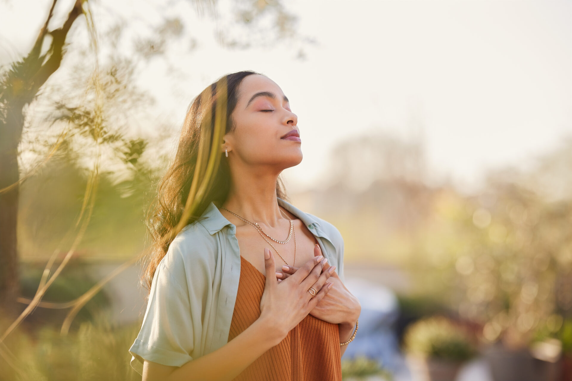 young woman practicing mindfulness