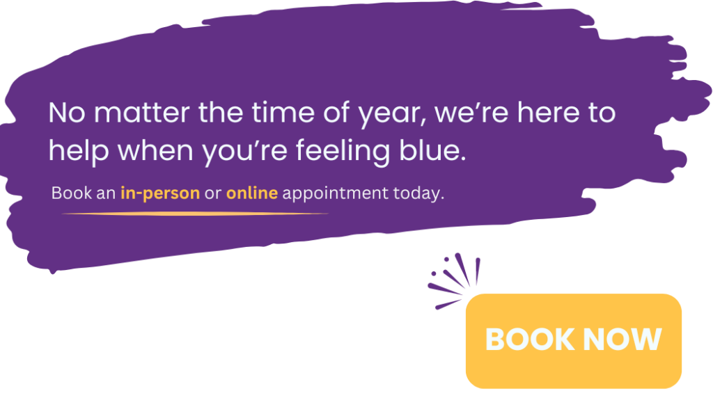 clickable button to book an appointment if you're feeling blue or depressed.