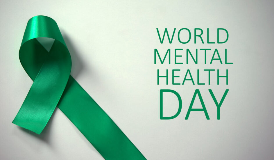 a green ribbon for world mental health day